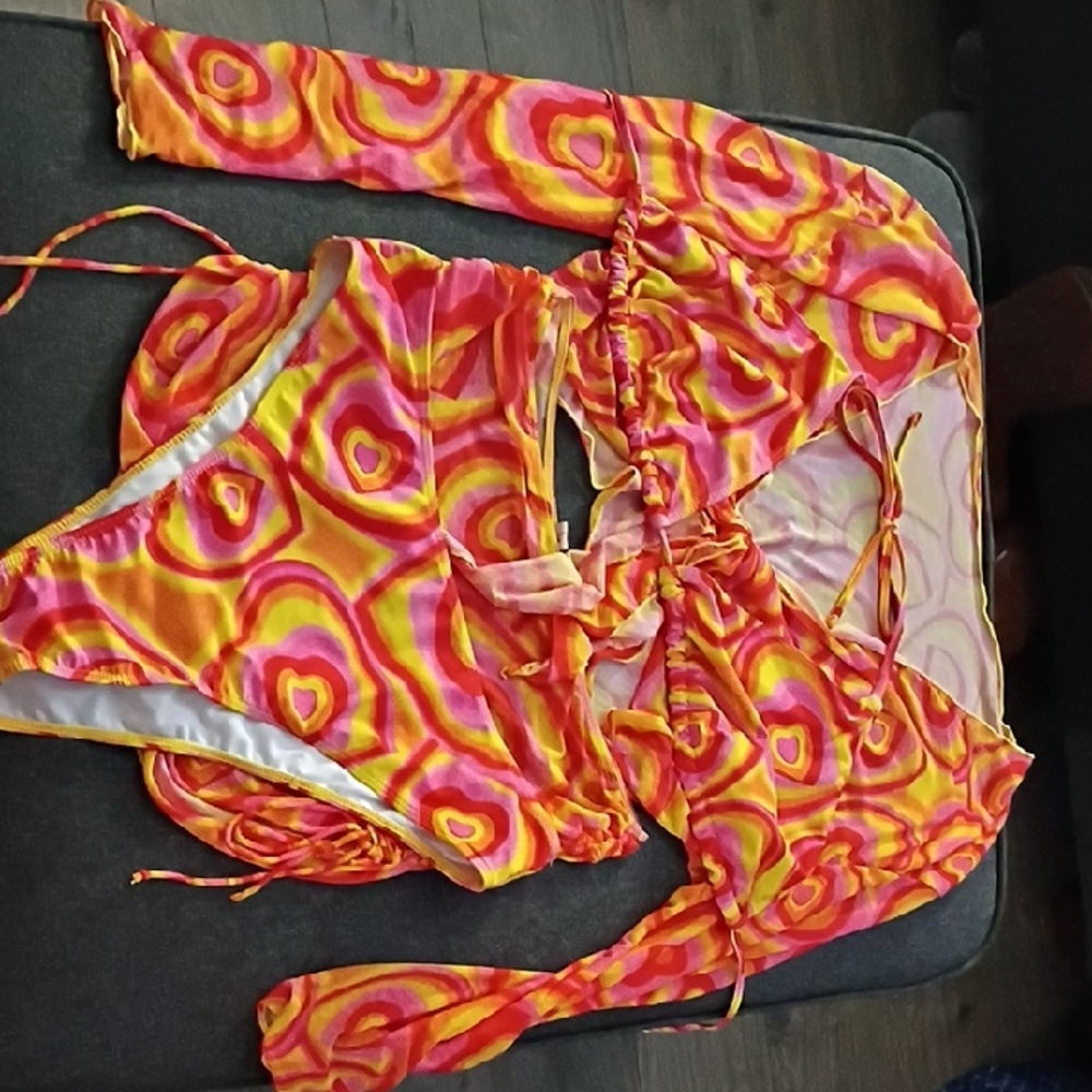 Vibrant Pink & Yellow Swirl Two-Piece Set